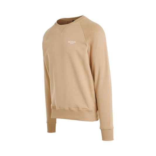 Balmain Flock Sweatshirt in Beige/White