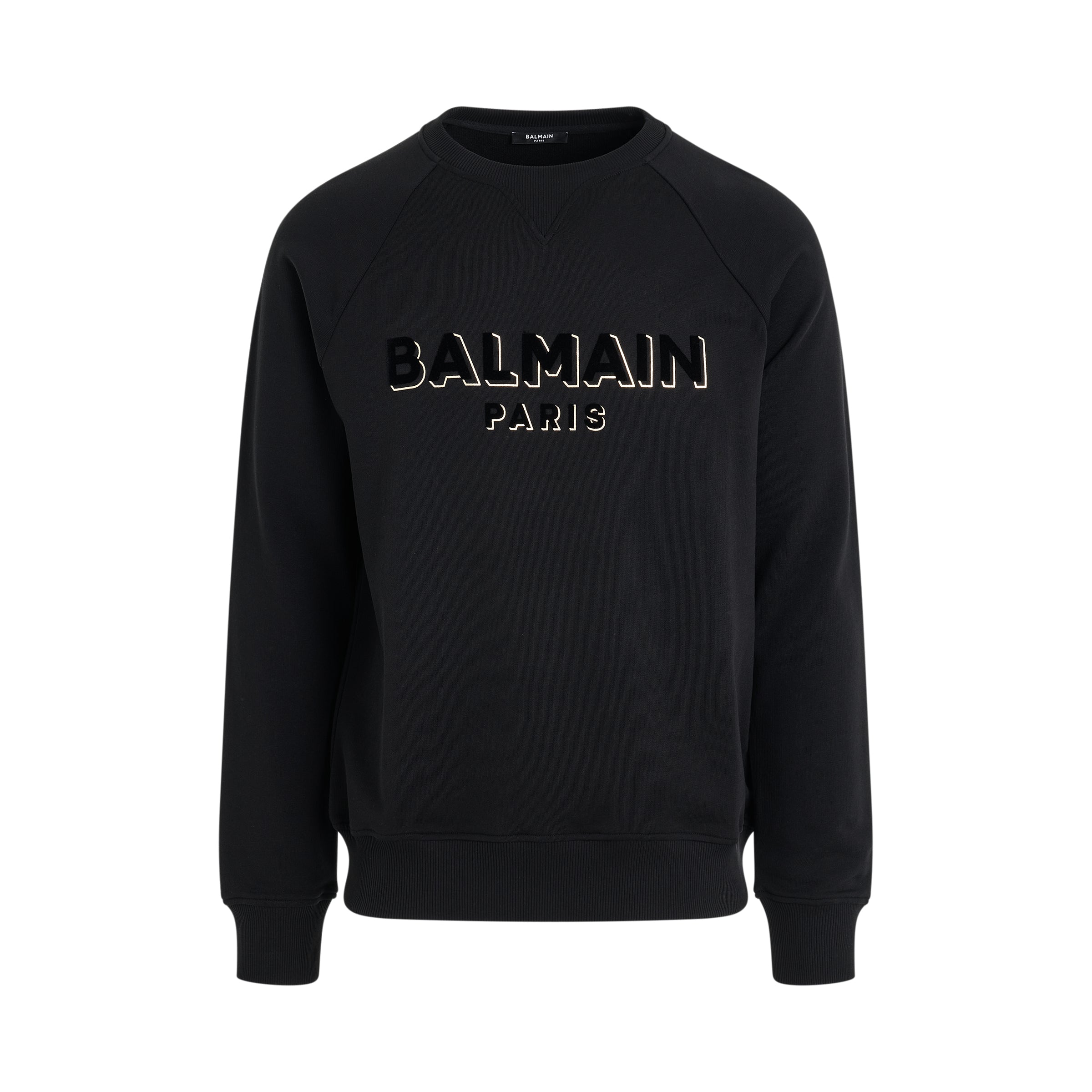 Balmain Flock & Foil Sweatshirt in Black/Gold