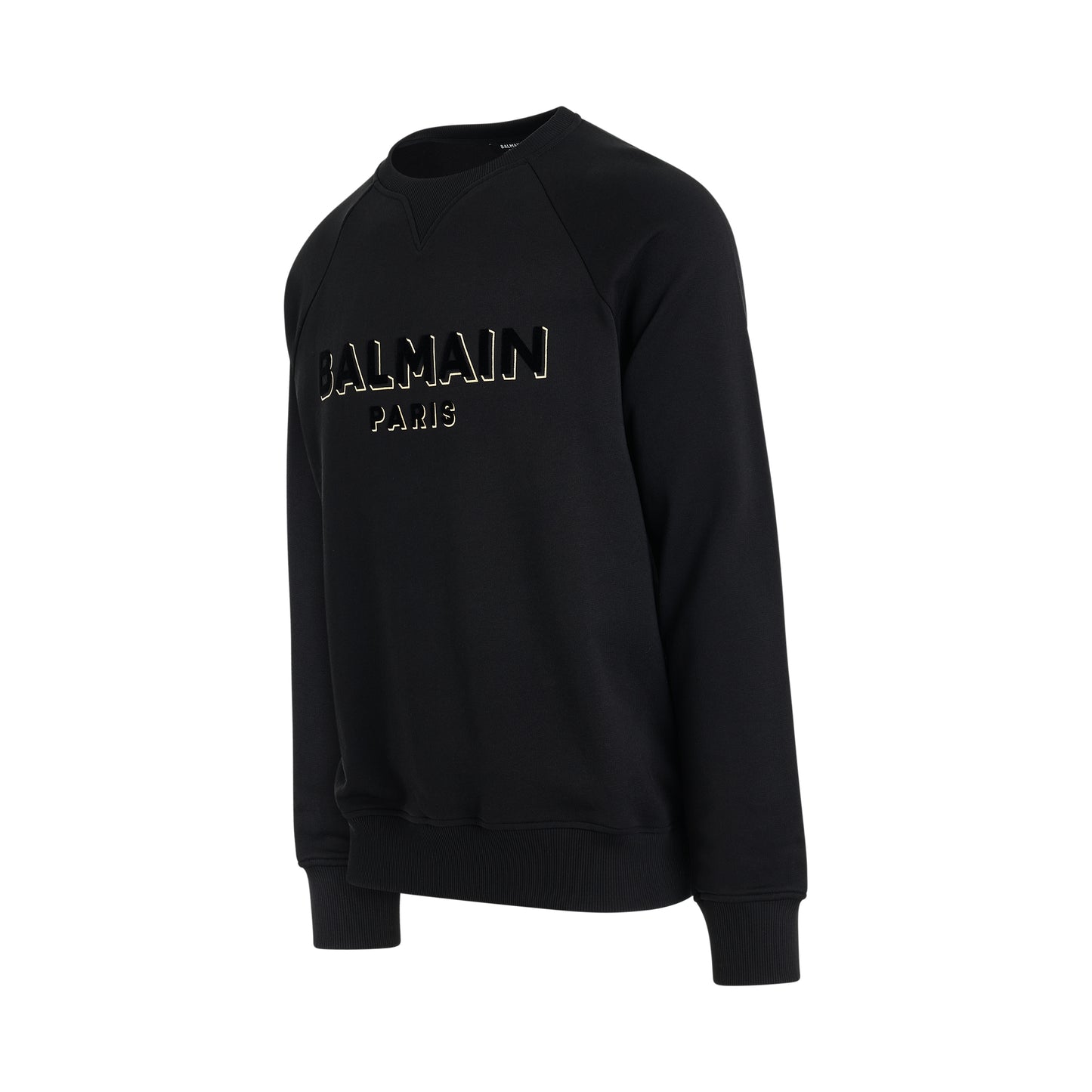 Balmain Flock & Foil Sweatshirt in Black/Gold
