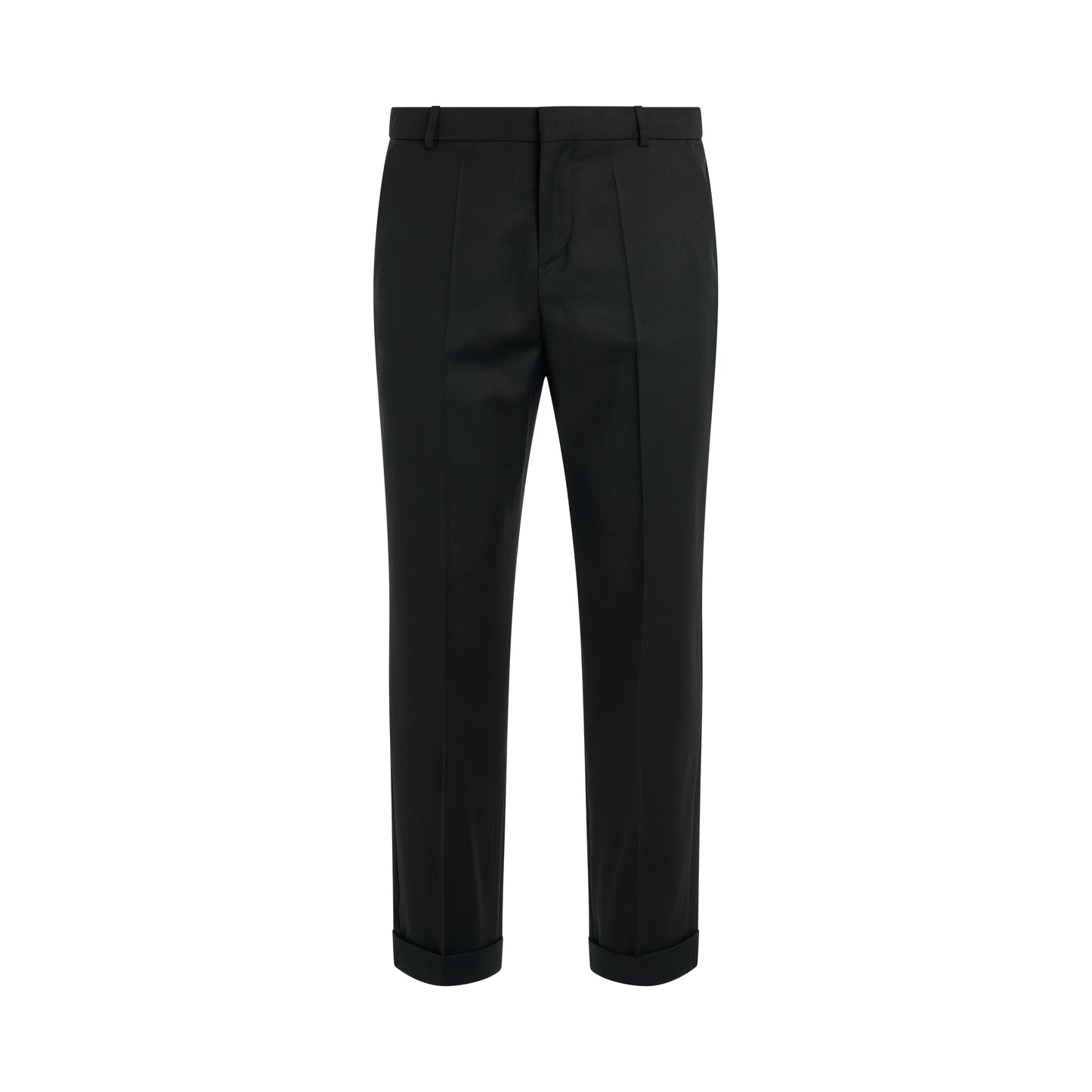Straight Tailored Wool Pants in Black