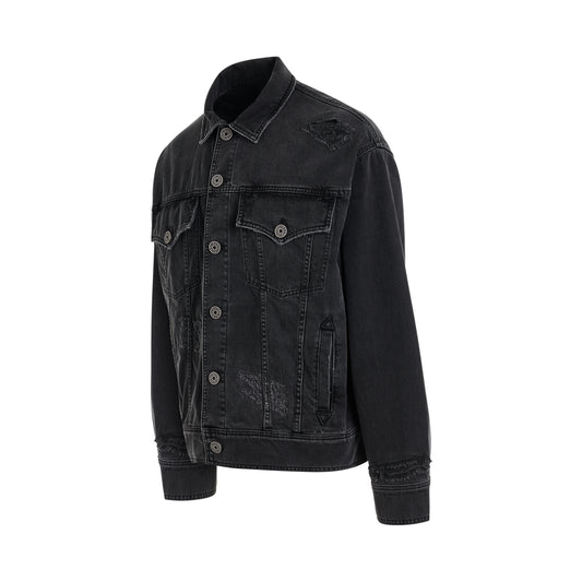 Rip & Repair Denim Jacket in Washed Black