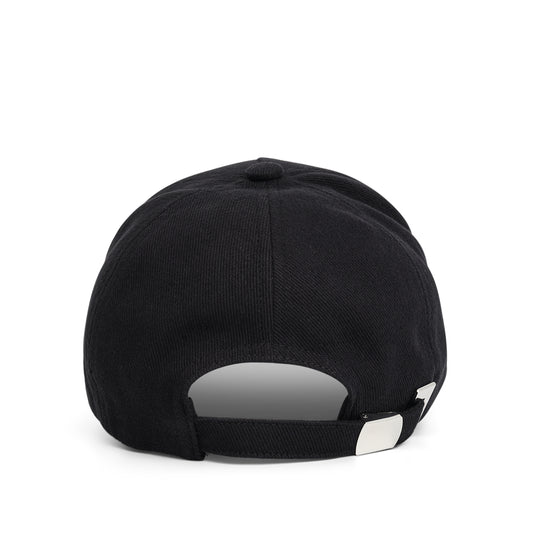 Balmain Signature Cotton Cap in Black/Ivory