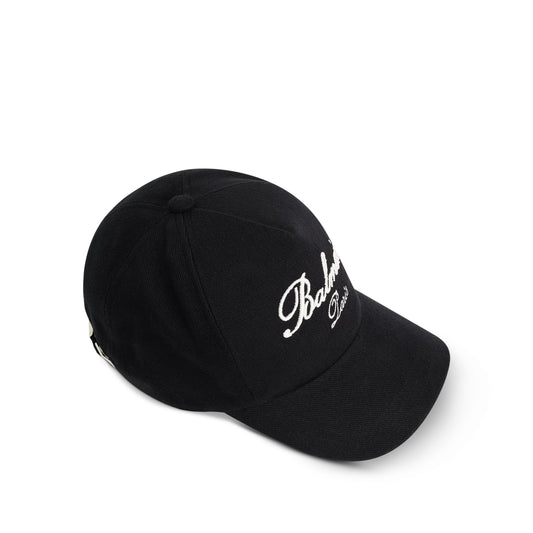 Balmain Signature Cotton Cap in Black/Ivory