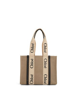 Medium Woody Tote Bag in White/Blue
