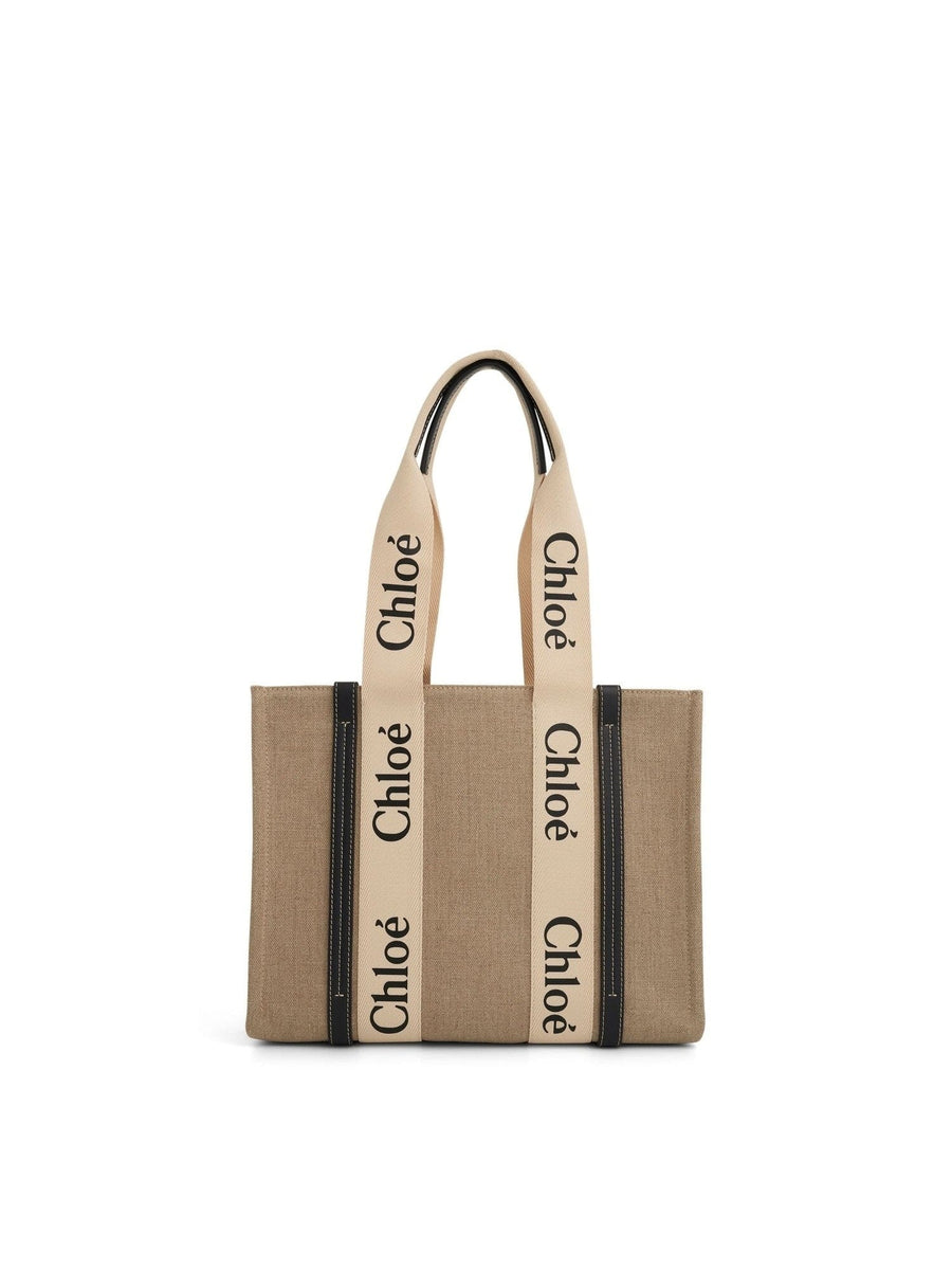 Medium Woody Tote Bag in White/Blue