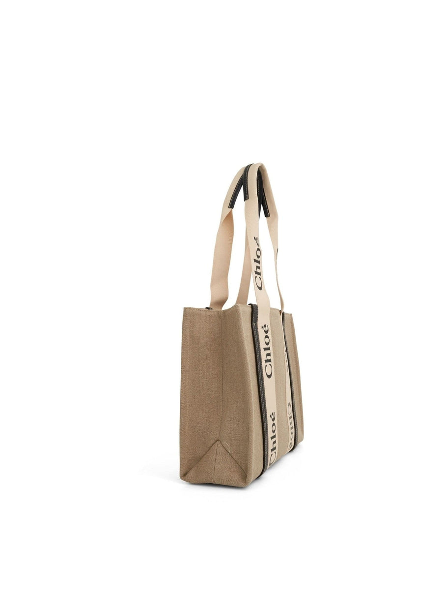 Medium Woody Tote Bag in White/Blue
