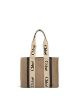 Medium Woody Tote Bag in White/Blue