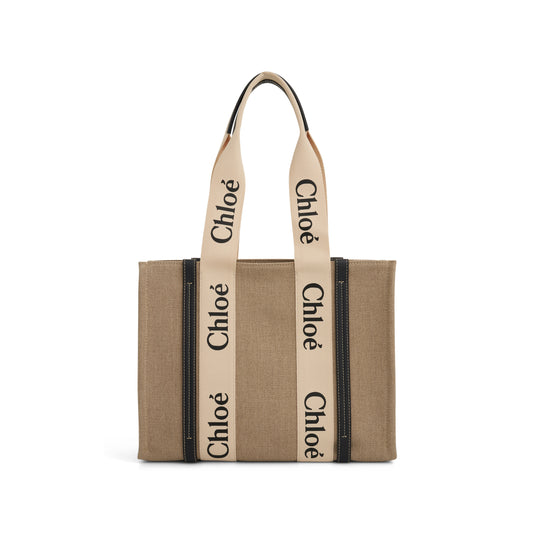 Medium Woody Tote Bag in White/Blue