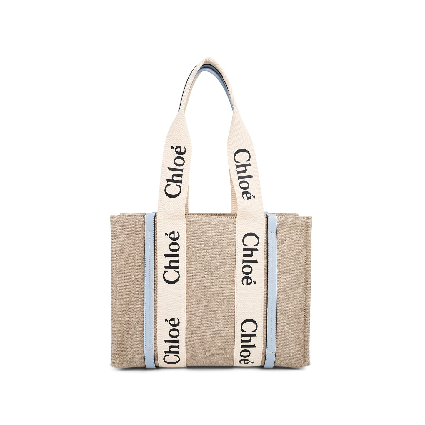 Chloe Medium Woody Tote Bag in White Blue