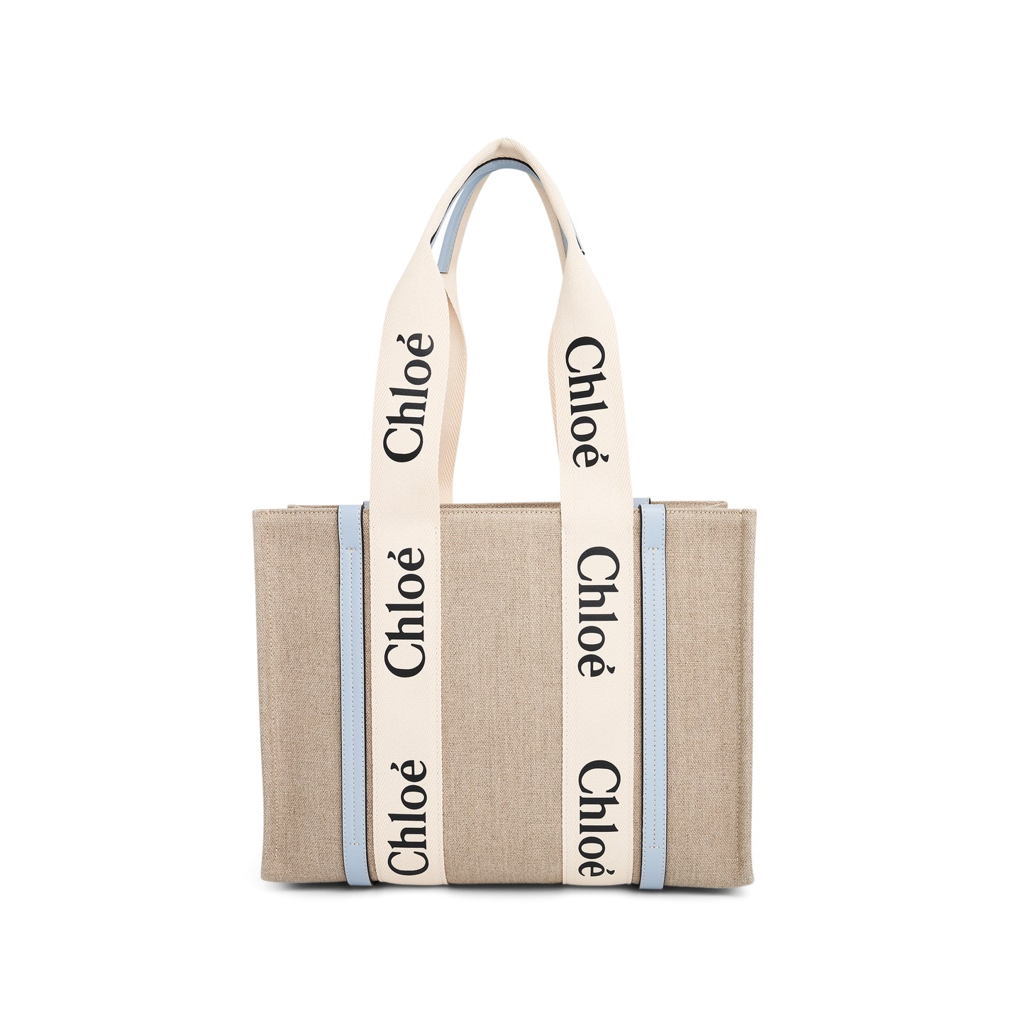 Chloe Medium Woody Tote Bag in White Blue