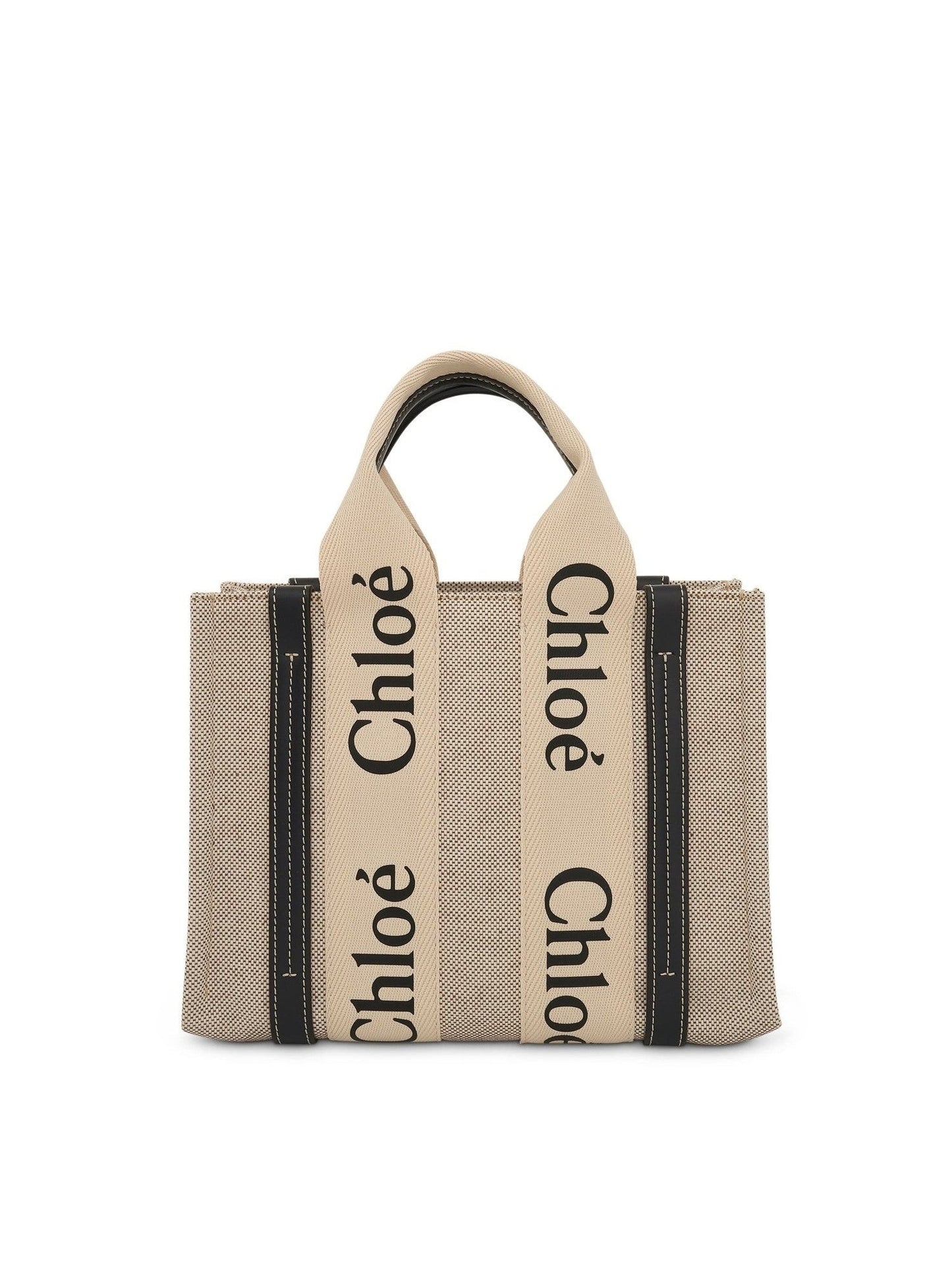 Small Eco Woody Tote Bag with Strap in White/Blue