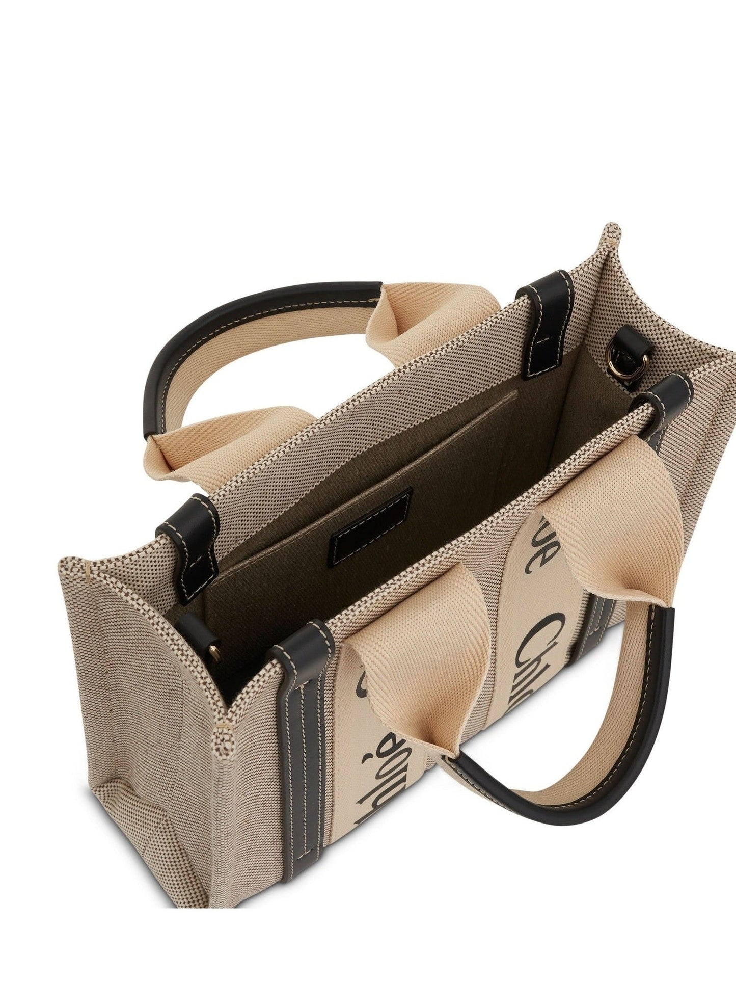 Small Eco Woody Tote Bag with Strap in White/Blue