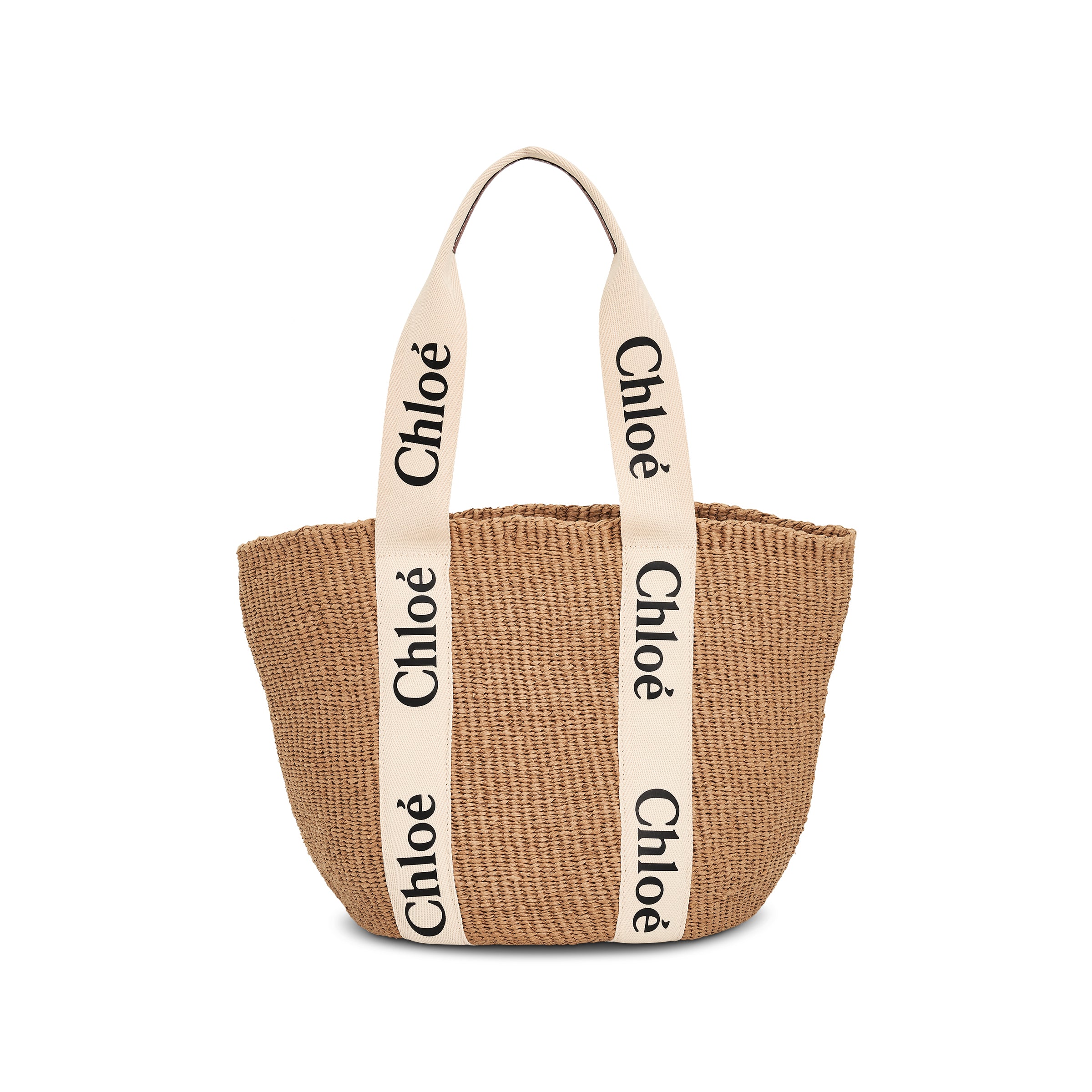 Large Woody Basket Tote Bag in White