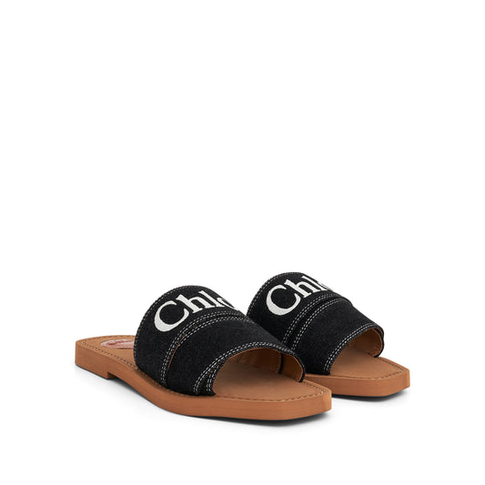 Woody Flat Mule in Black