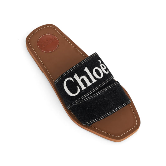 Woody Flat Mule in Black