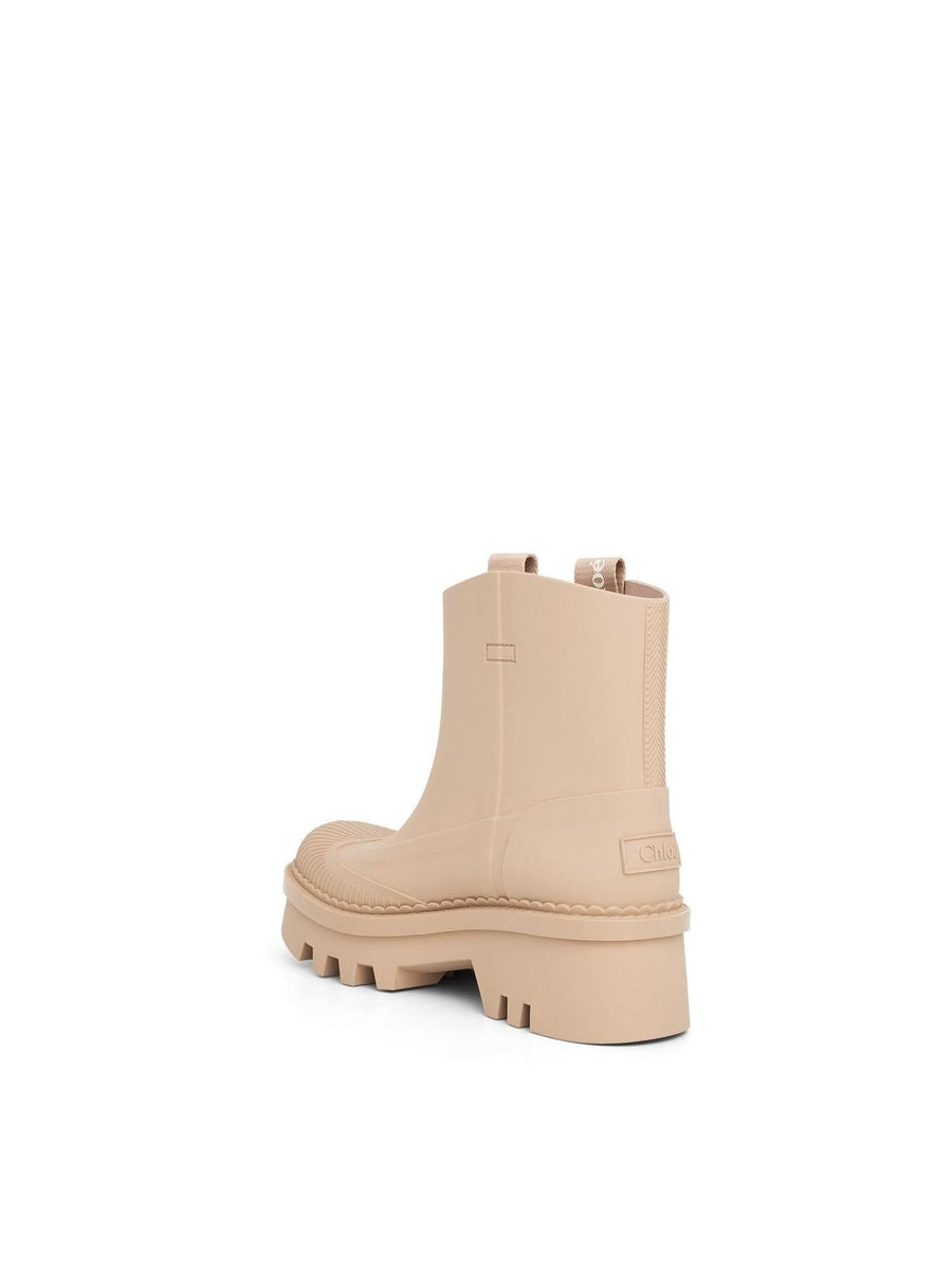Raina Rain Boot in Beige Back View | CHLOE