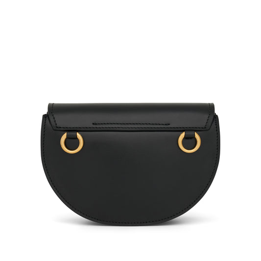 Mini Marcie Leather Shoulder Bag in Black