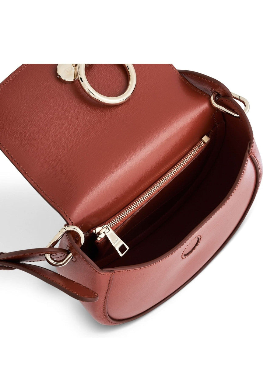 Chloe Arlene Crossbody Bag with Metal details in Leather in Autum Leaf