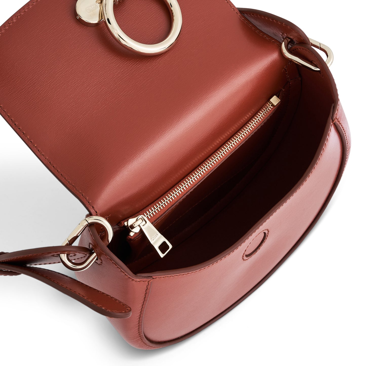 Chloe Arlene Crossbody Bag with Metal details in Leather in Autum Leaf