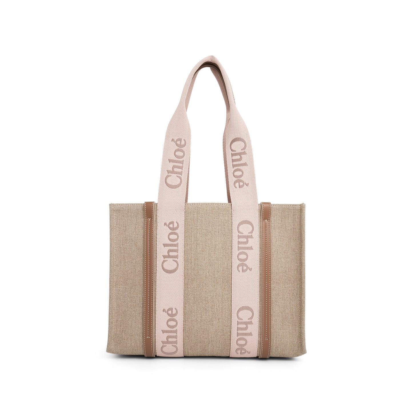 Chloe Casual Style Plain Logo Totes in Blushy Beige