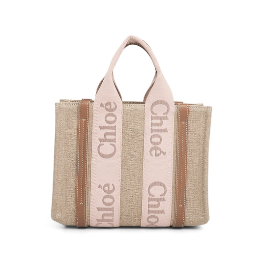 Chloe Small Woody Tote Bag in Blushy Beige