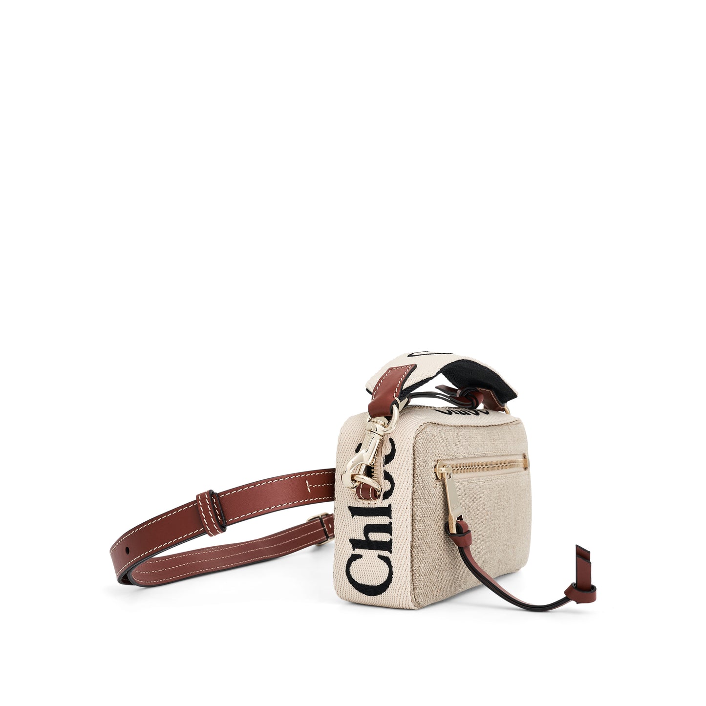 Chloe Woody Embroidered Leather Bag in Sepia Brown