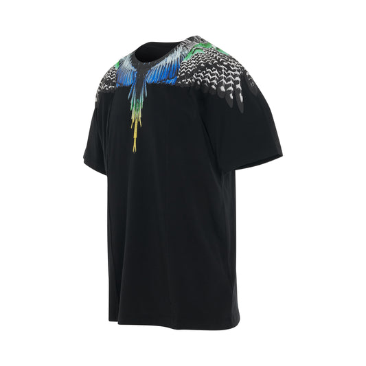 Patchwork Wings Regular T-Shirt in Black/Grey