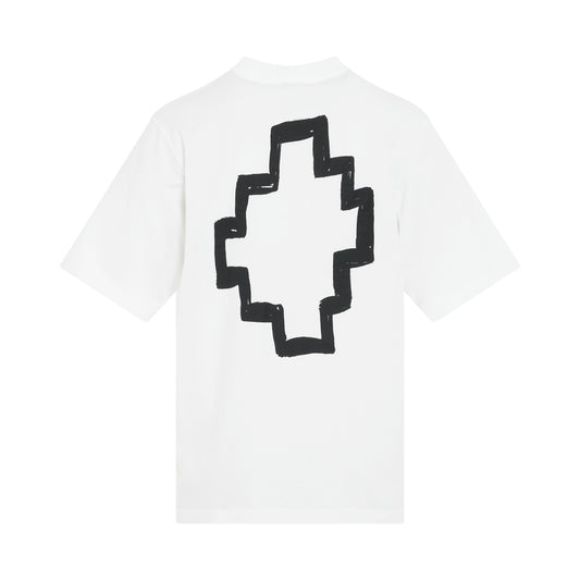 Tempera Cross Oversize T-Shirt in White/Black