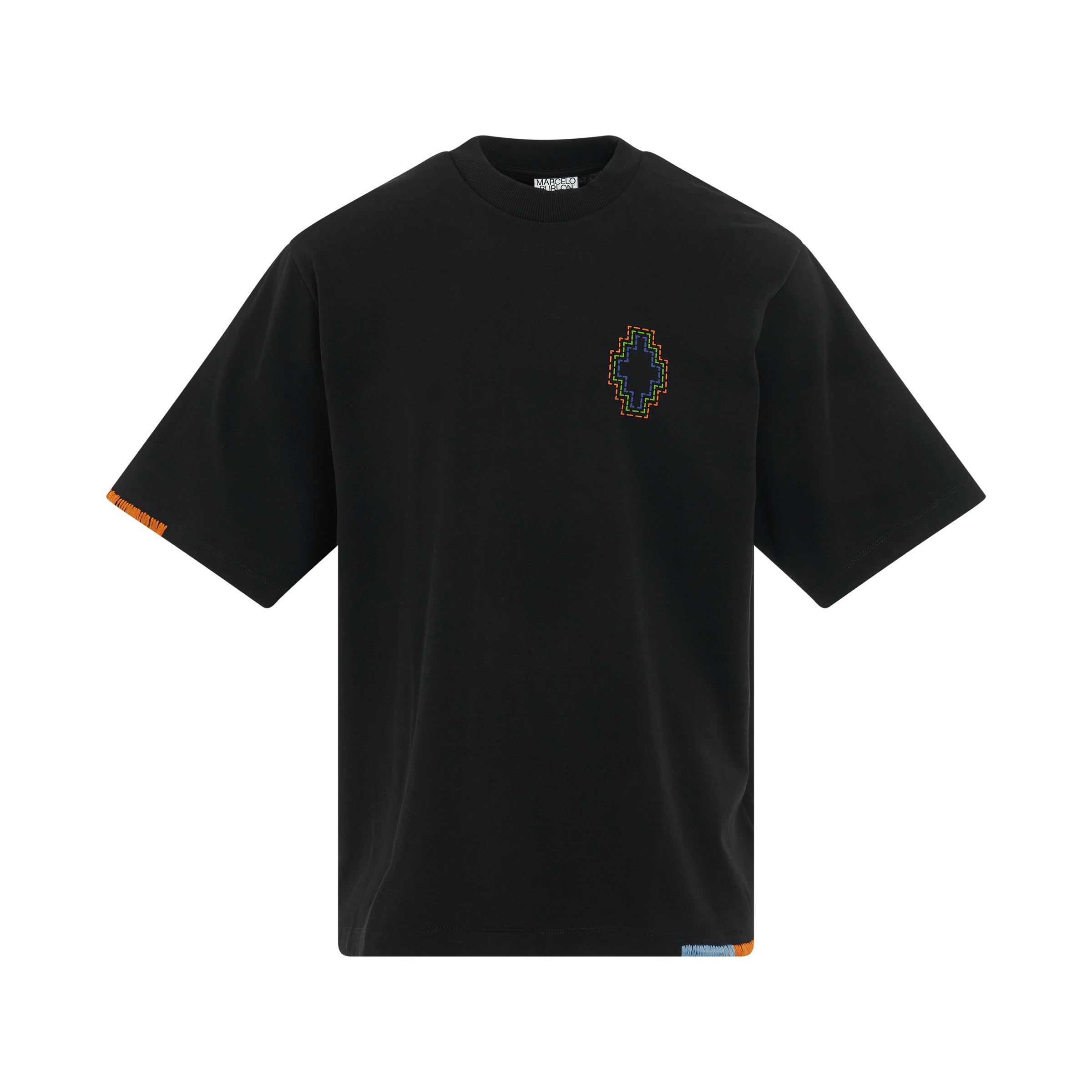 Stitch Cross Over T-Shirt in Black/Orange