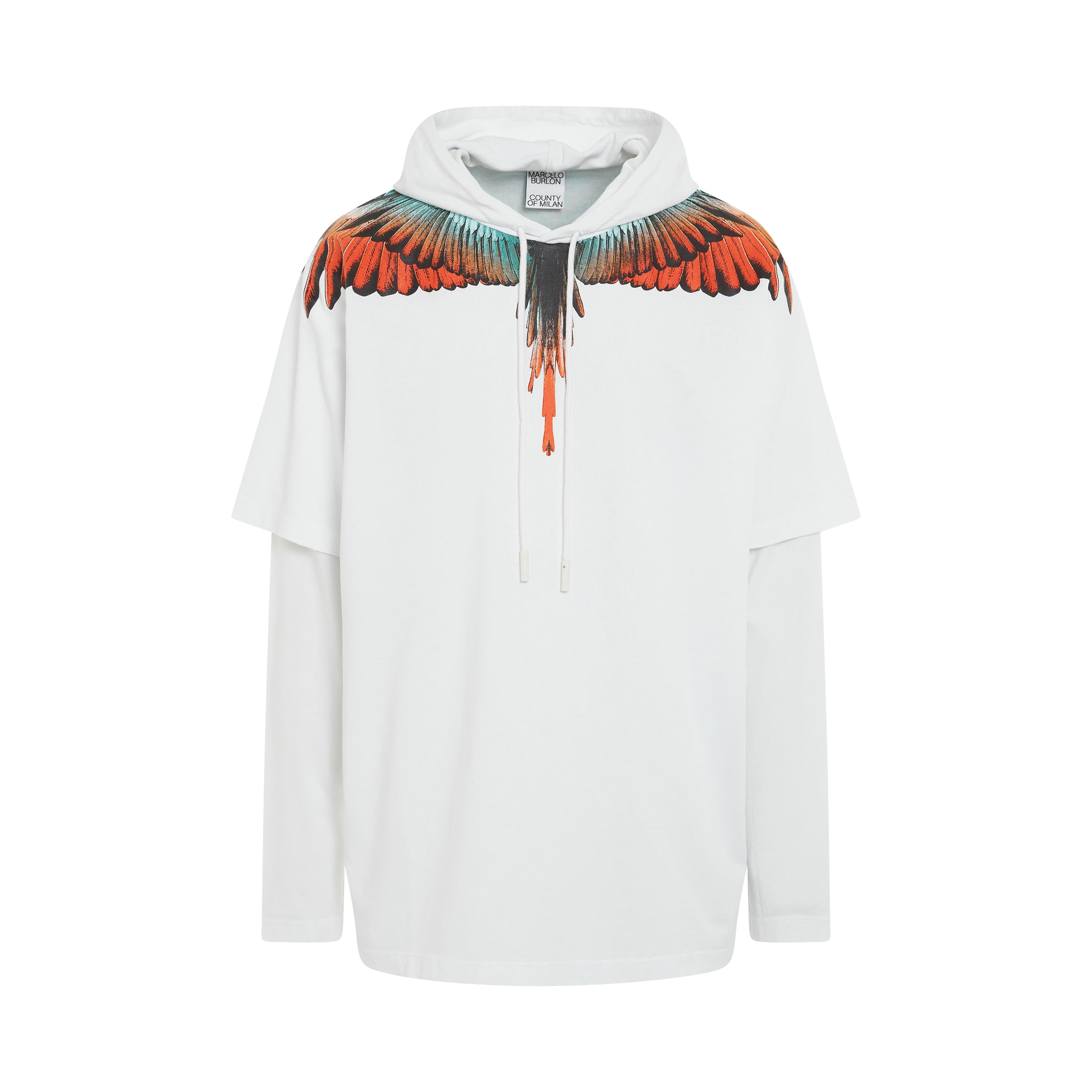 Icon Wings Double Sleeves T-Shirt in White/Orange