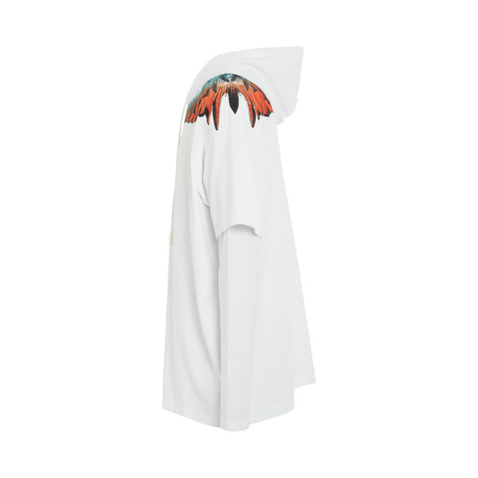 Icon Wings Double Sleeves T-Shirt in White/Orange