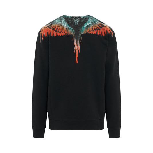 Icon Wings Regular Fit Crewneck in Black/Orange