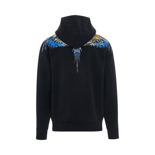 Lunar Wings Regular Hoodie in Black/Light Blue