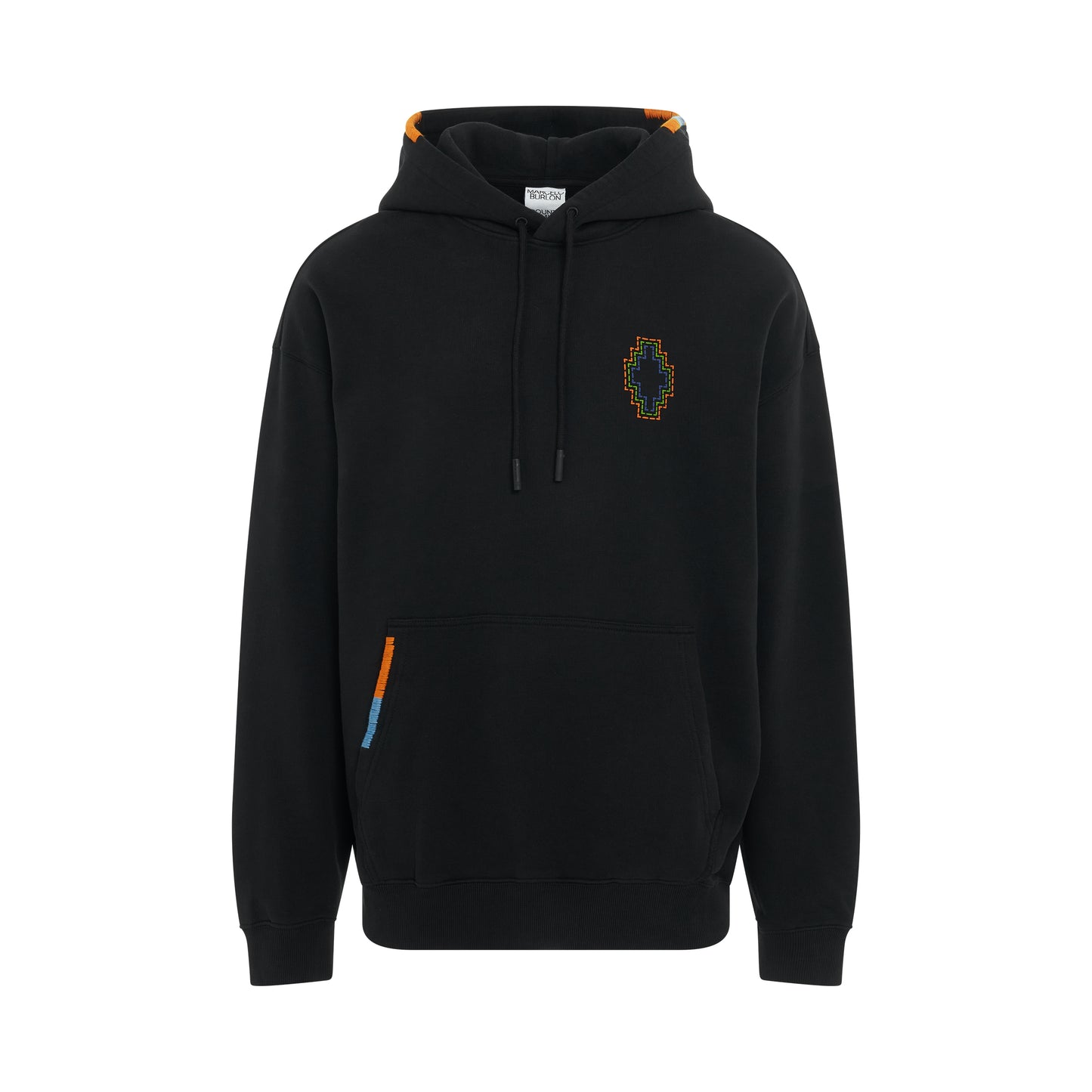 Stitch Cross Comfort Hoodie in Black/Orange