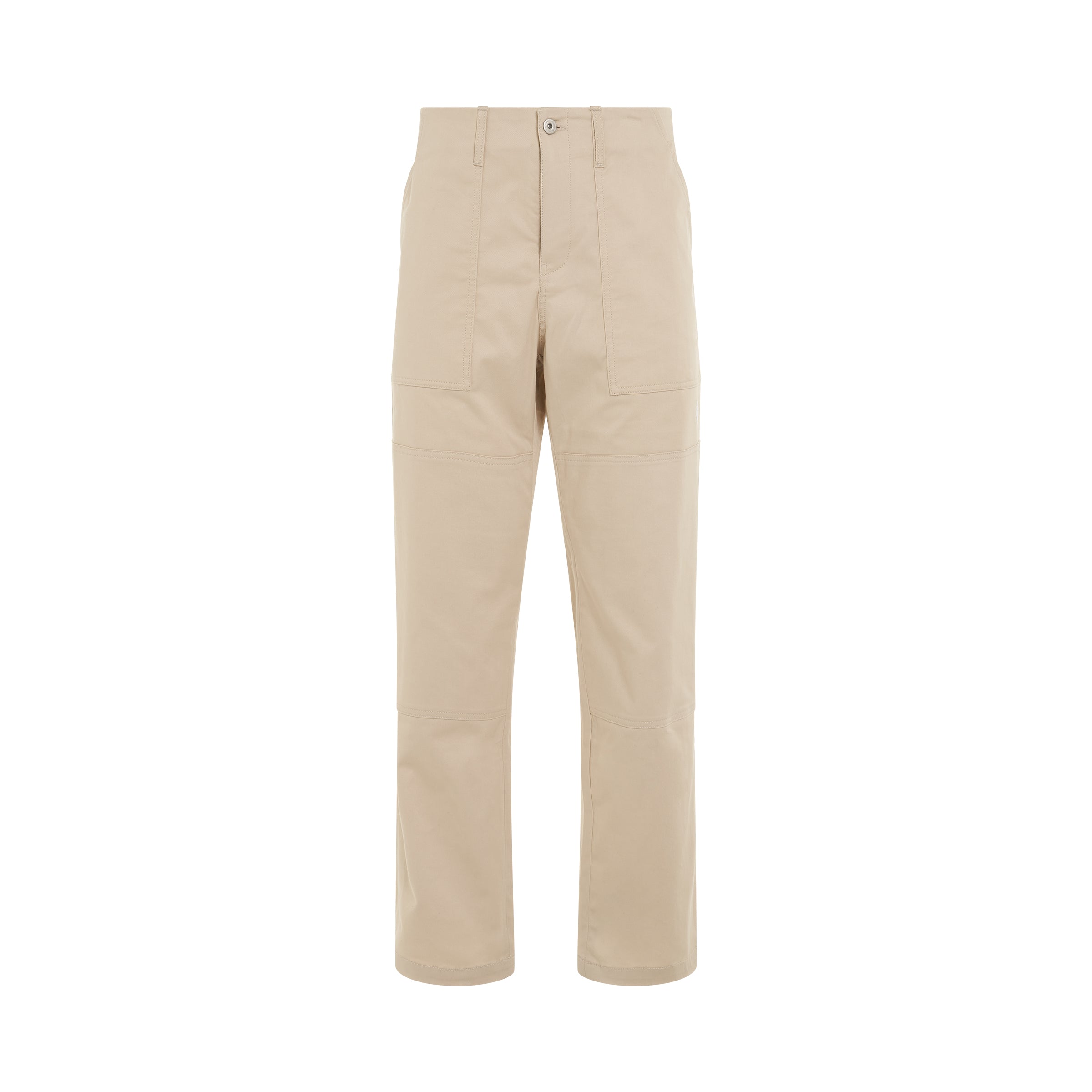 Cross Cotton Straight Pants in Beige/White