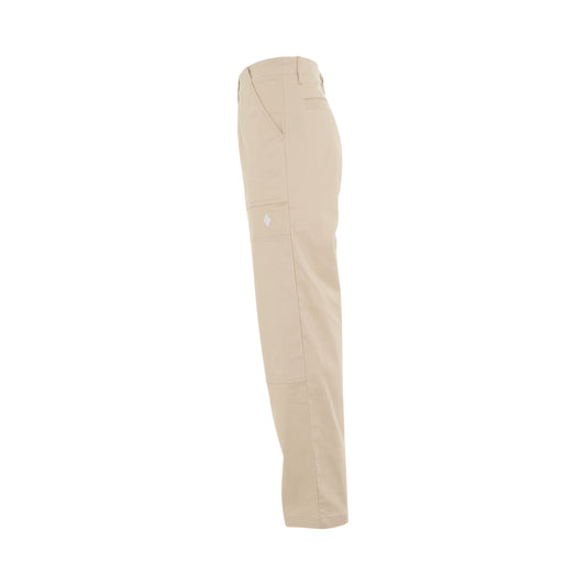 Cross Cotton Straight Pants in Beige/White