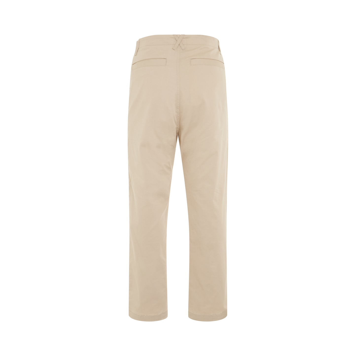 Cross Cotton Straight Pants in Beige/White