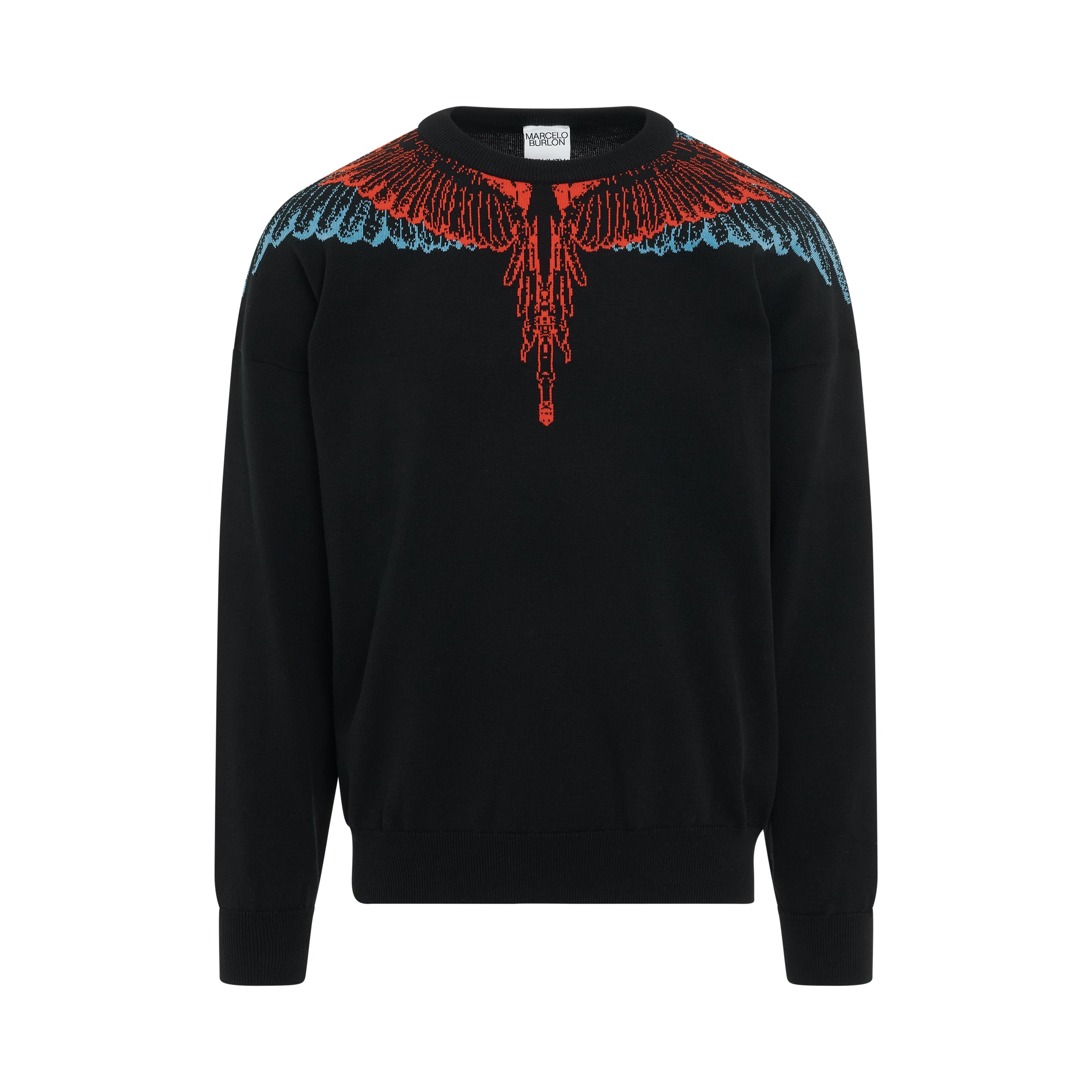 Icon Wings Knit Boxy Crewneck in Black/Red