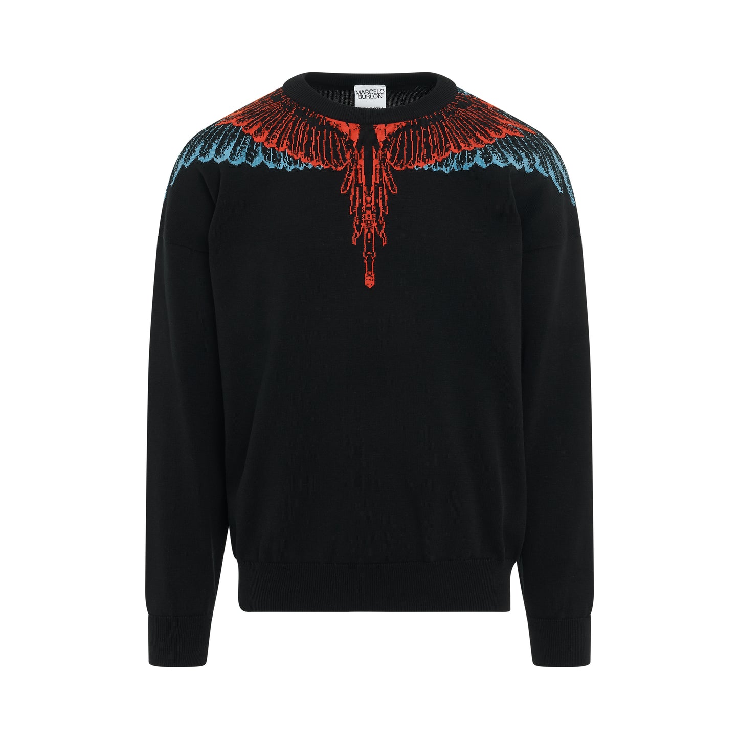 Icon Wings Knit Boxy Crewneck in Black/Red