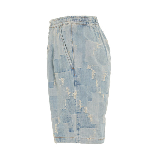 Cross Print DNM Shorts in Light Blue