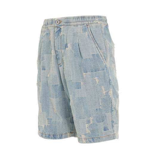 Cross Print DNM Shorts in Light Blue