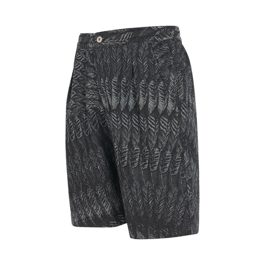 Feathers Denim Short in Black/Dark Grey