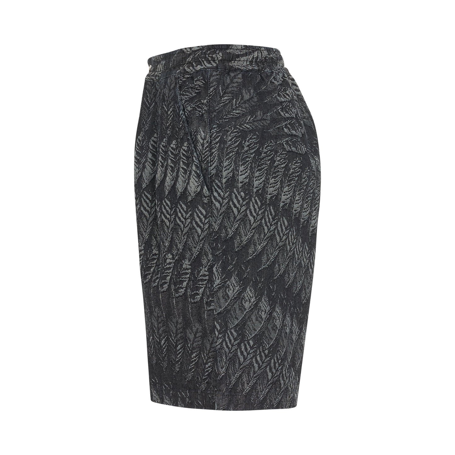 Feathers Denim Short in Black/Dark Grey