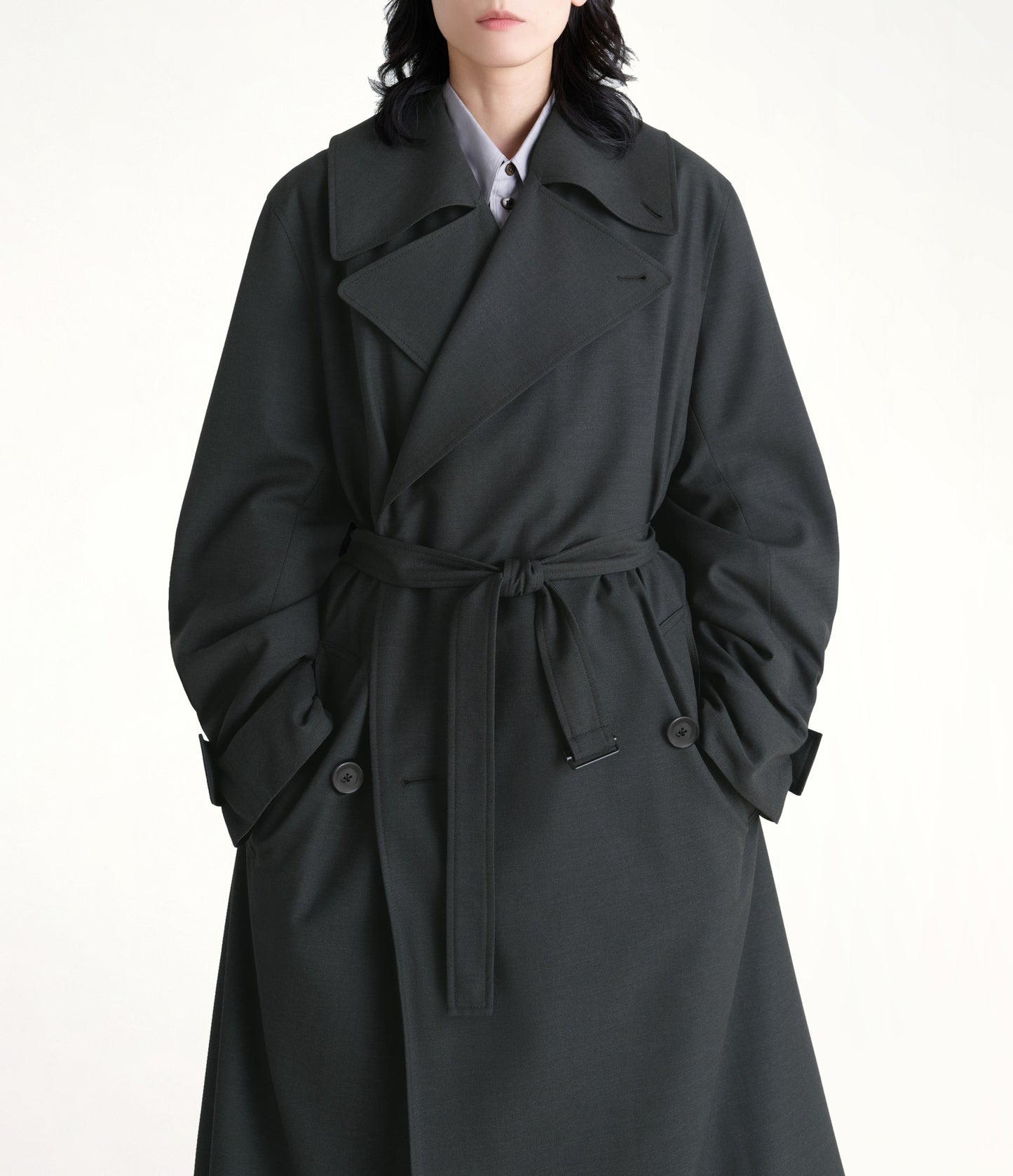 Trench Coat With Detachable Lining in Coal