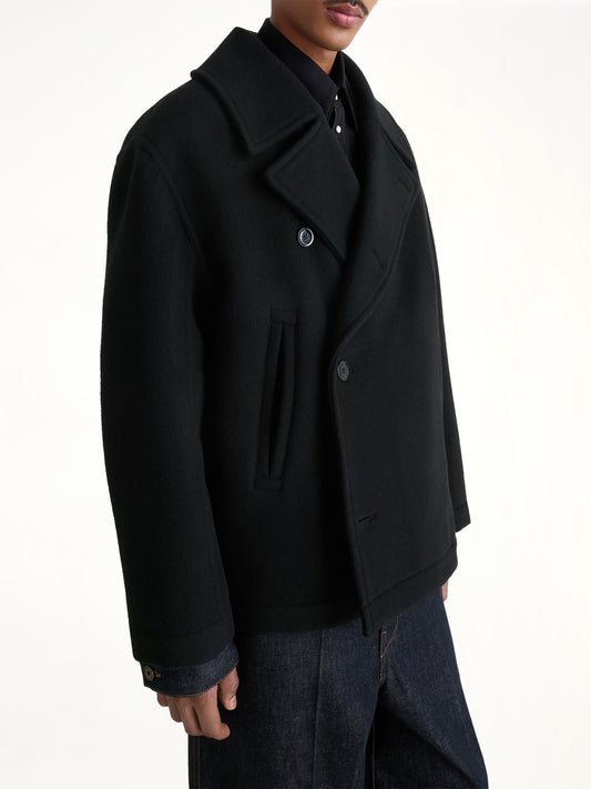 Boxy Peacoat in Black