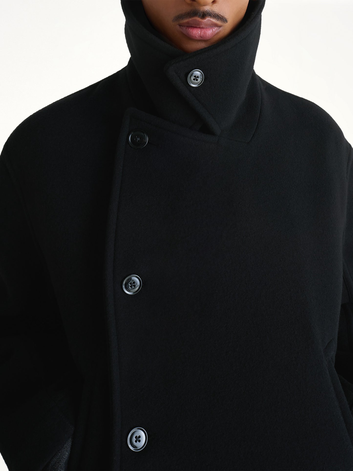 Boxy Peacoat in Black