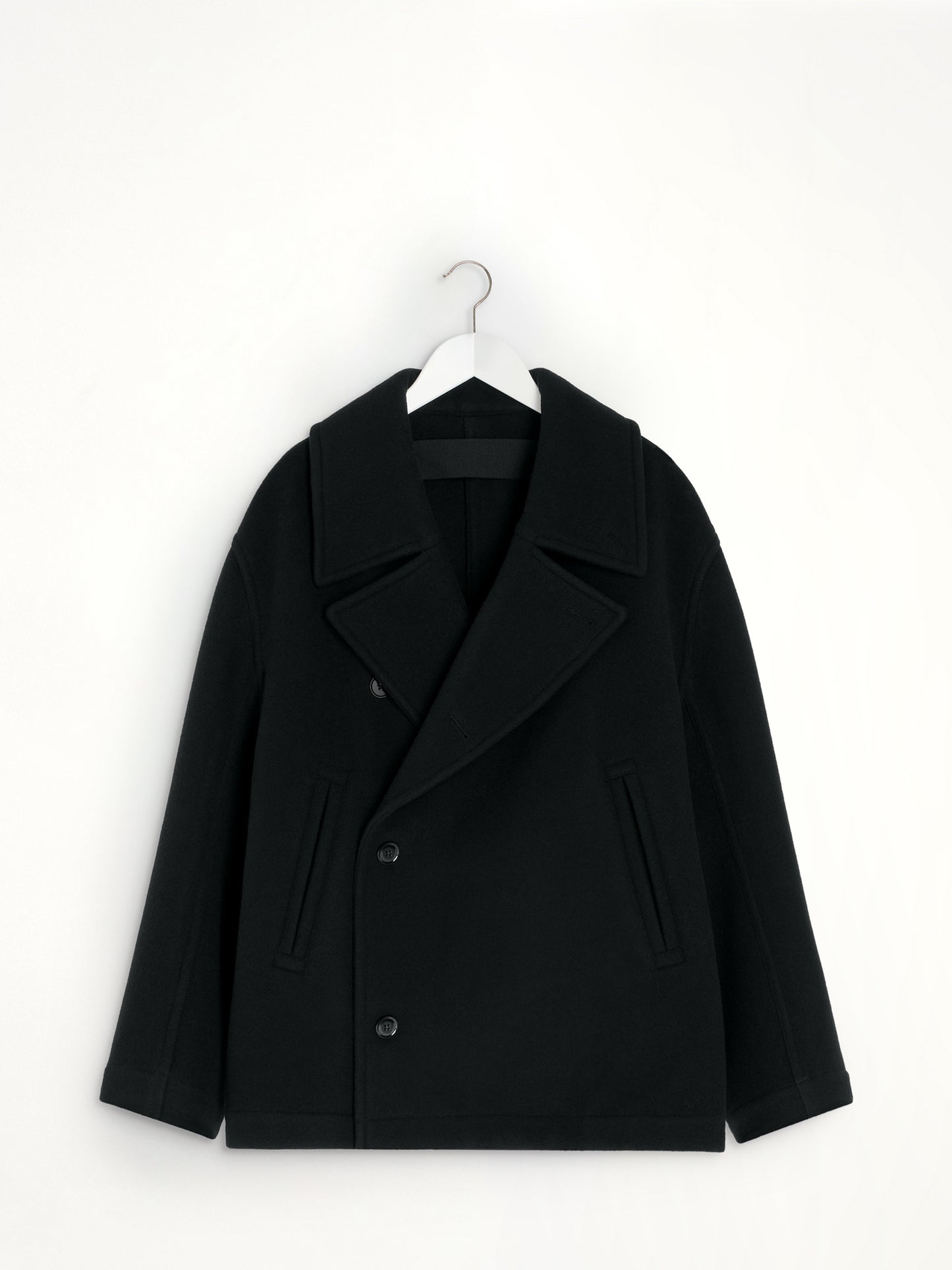 Boxy Peacoat in Black