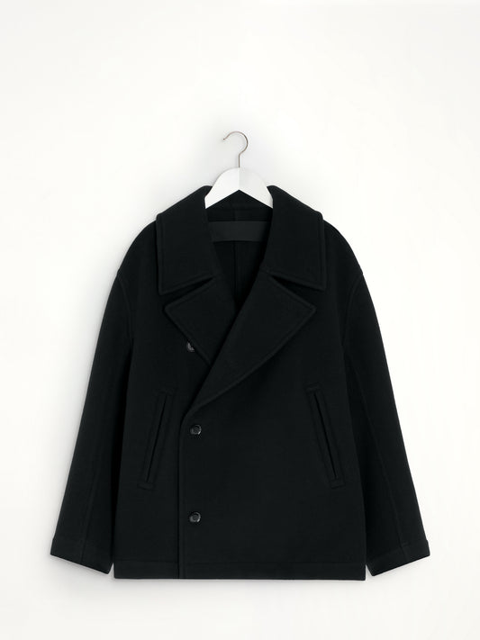 Boxy Peacoat in Black