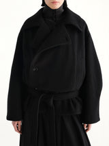 Short Wrap Coat in Black