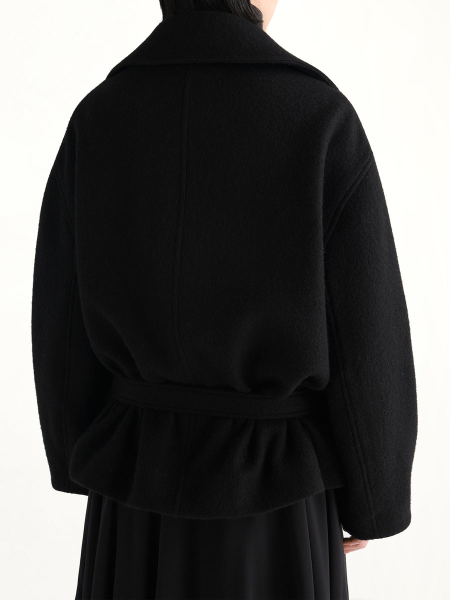 Short Wrap Coat in Black